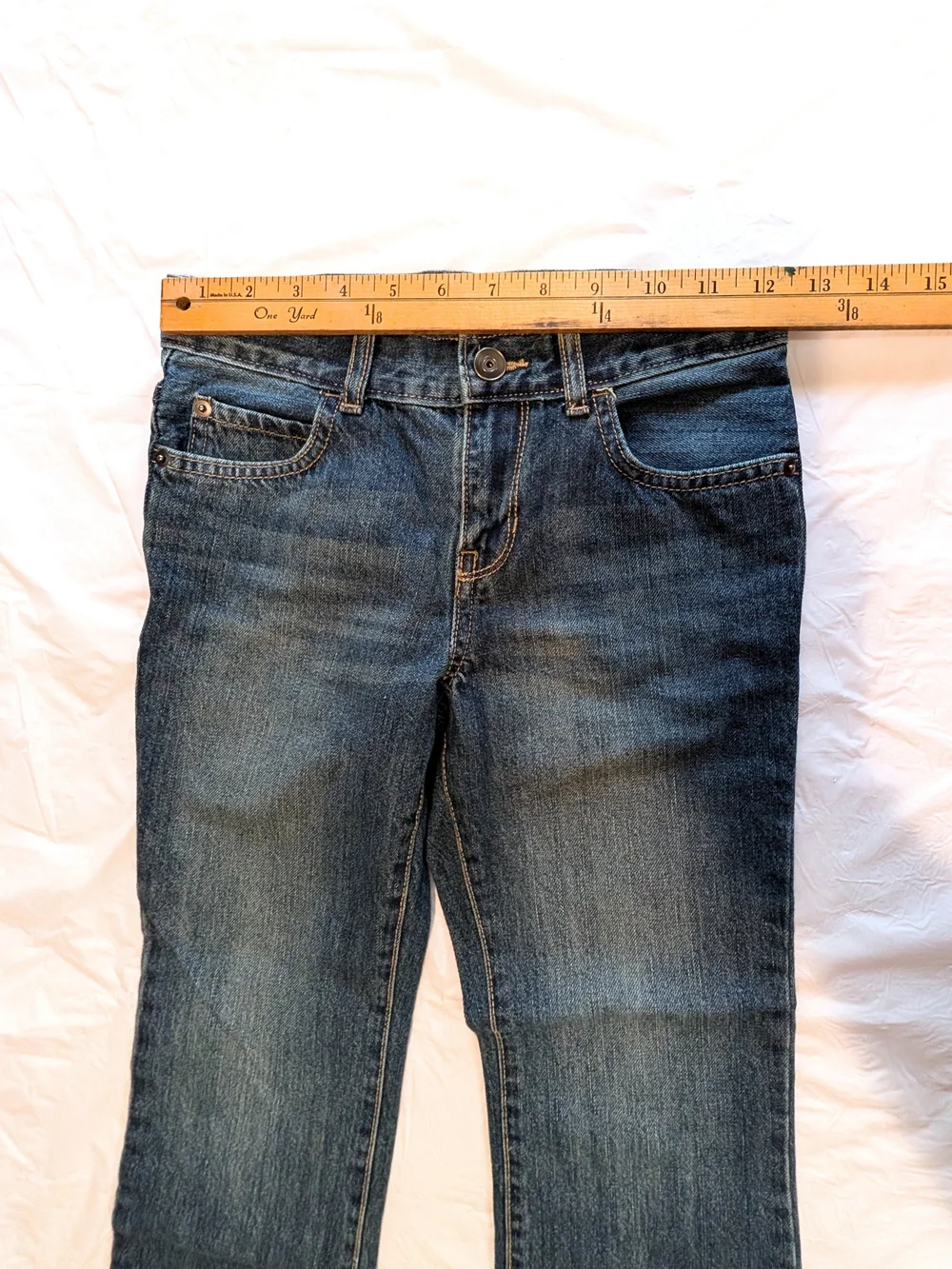 The Children's Place Boy 7 Husky Bootcut Jeans Med Wash Denim adjustable waist